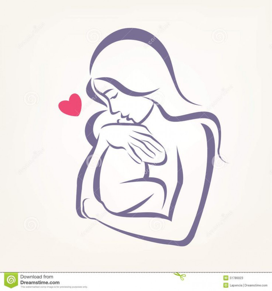 disegno di mamma con bambino in braccio